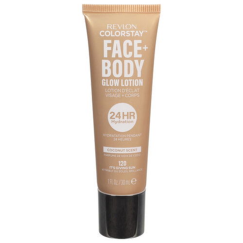 Revlon ColorStay Glow Lotion, Face + Body, 120 It's Giving Sun, Coconut Scent