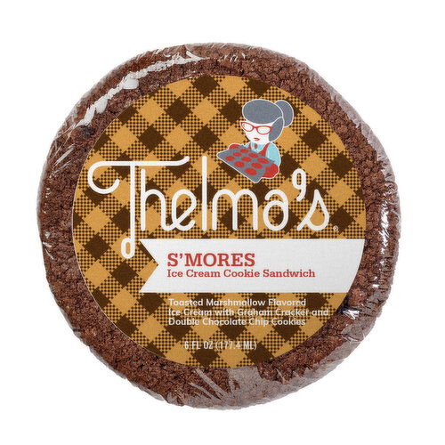 Thelma's 6 oz. Ice Cream Sandwich Thelma's S'mores with Marshmallow Ice Cream Sandwich 6 Fluid Ounce