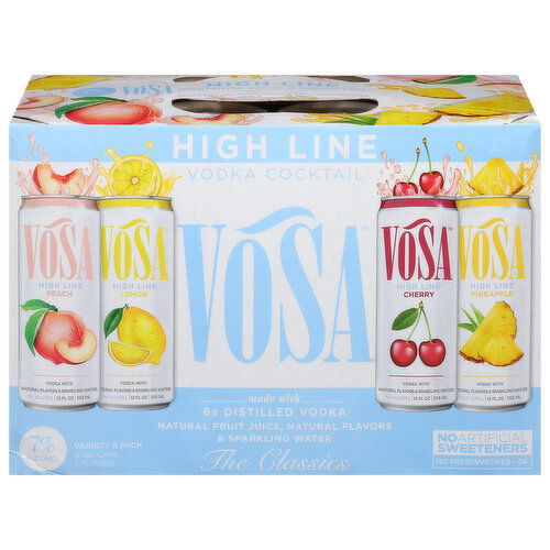 Vosa Vodka Water, Assorted, High Line, Variety Pack
