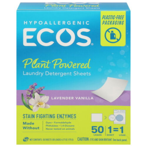 Ecos Laundry Detergent Sheets, Plant Powered, Lavender Vanilla