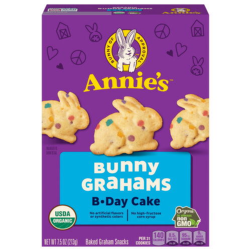 Annie's Bunny Grahams B-Day Cake Baked Graham Snacks