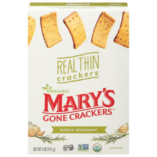 Mary's Gone Crackers Crackers, Organic, Garlic Rosemary, Real Thin