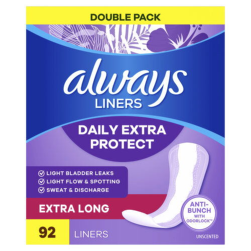 Always Daily Liners Extra Protect, Extra Long Length, Unscented Panties