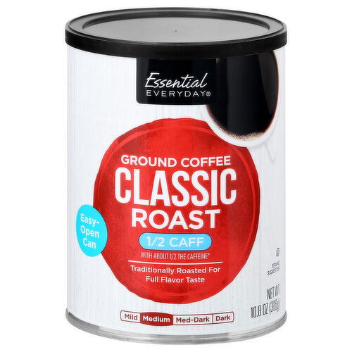 Essential Everyday Coffee, Ground, Medium Roast, Classic Roast, 1/2 Caff
