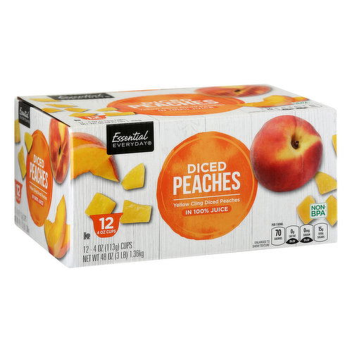 Essential Everyday Peaches in 100% Juice, Diced