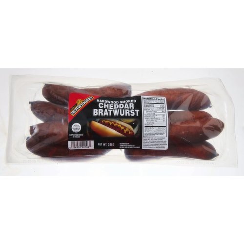 Schweigert Hardwood Smoked Cheddar Bratwurst, Natural Casing