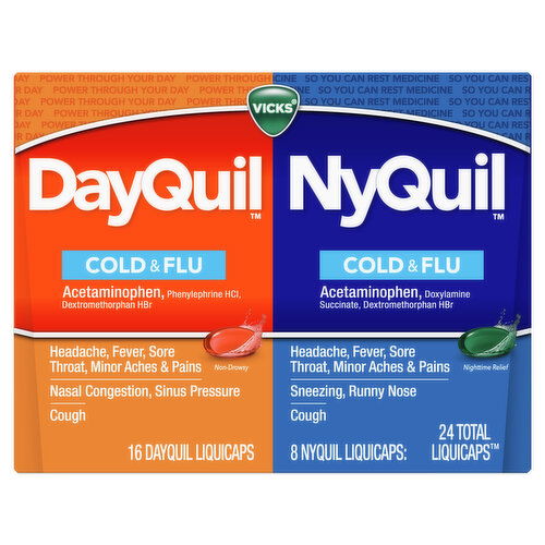 Vicks Mixed Vicks DayQuil & NyQuil Cold & Flu LiquiCap Medicine, 24ct