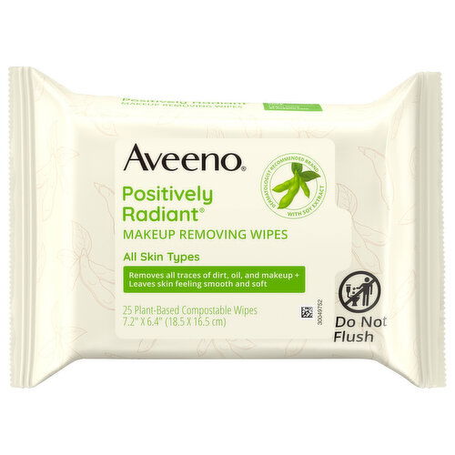 Aveeno Positively Radiant Wipes, Makeup Removing