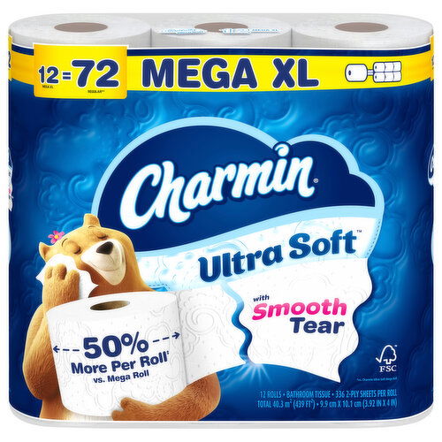 Charmin Ultra Soft 2-Ply Unscented Mega XL Bathroom Tissue