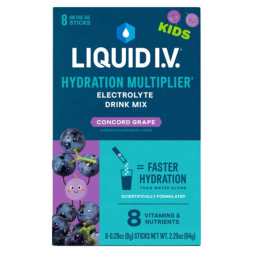 Liquid I.V. Hydration Multiplier Electrolyte Drink Mix, Concord Grape, Kids