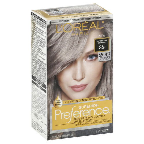 L'Oreal Paris Superior Preference Permanent Hair Color, Soft, Silver Blonde 8S