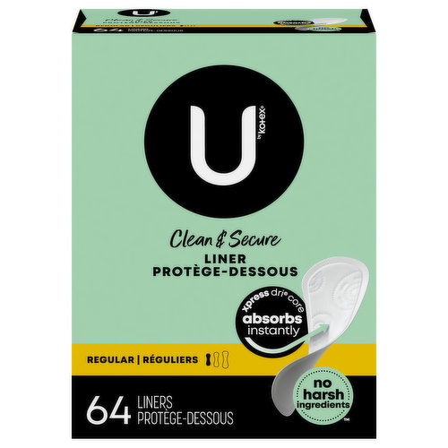 U by Kotex Liners, Clean & Secure, Regular