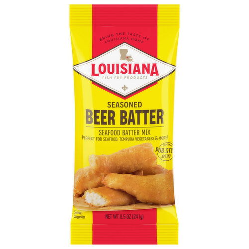 Louisiana Fish Fry Products Seafood Batter Mix, Beer Batter, Seasoned