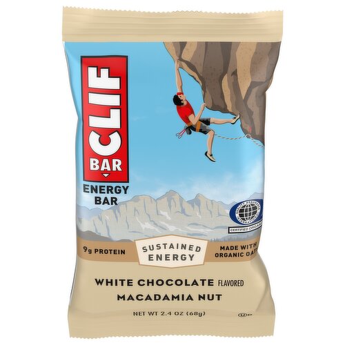 CLIF BAR - White Chocolate Macadamia Nut Flavor - Made with Organic Oats - Energy Bars - Non-GMO - Plant Based Protein Bars (1 Count)