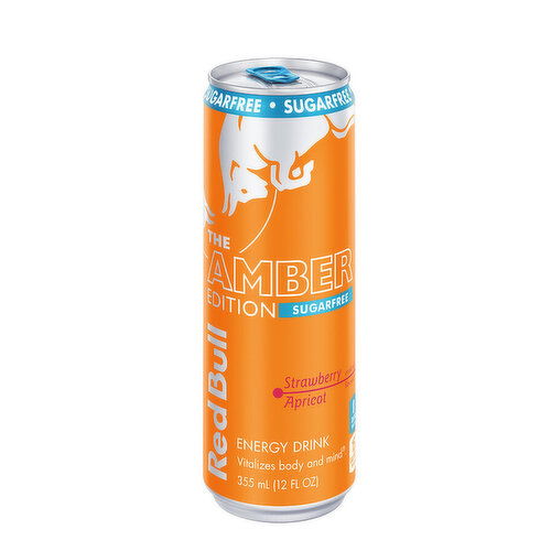 Red Bull Amber Edition Sugar Free Energy Drink, Strawberry Apricot, 114mg Caffeine
