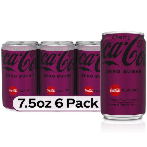 Coca-Cola Zero Sugar Cherry Mini Cans, Cherry Flavored Coca-Cola Diet Soda Soft Drink