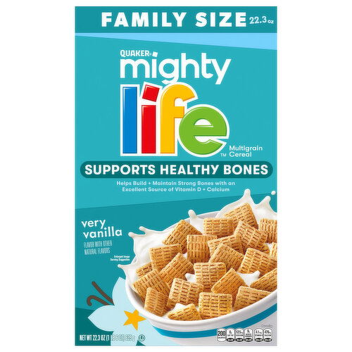 Quaker Mighty Life Cereal, Multigrain, Very Vanilla, Family Size