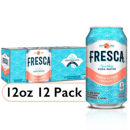 Fresca  Peach Soda Sparkling Flavored Soda Pop Soft Drink Zero Calorie And Sugar Free