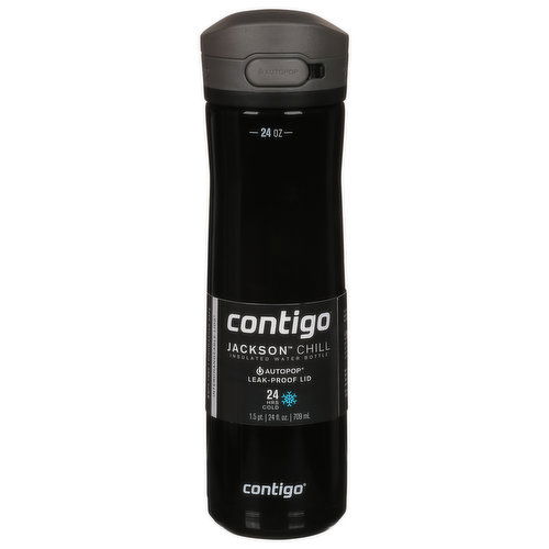 Contigo Water Bottle, Insulated, Contigo Stainless Steel, Jackson Chill 2.0, Licorice, 24 Ounces