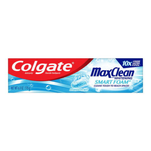Colgate Max Clean Toothpaste, Fluoride, Anticavity, Effervescent Mint