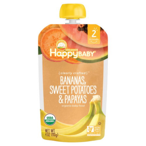 HappyBaby Organics Baby Food, Organic, Bananas, Sweet Potatoes & Papayas