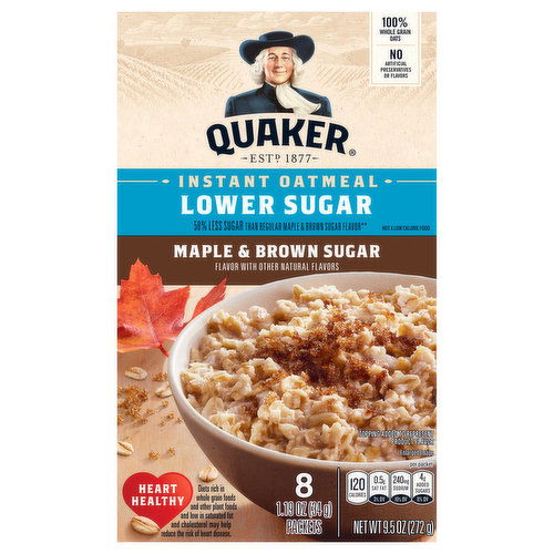 Quaker Instant Oatmeal, Lower Sugar, Maple & Brown Sugar