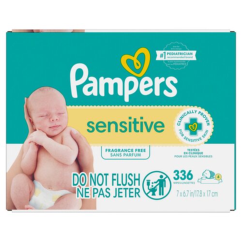 Pampers Sensitive Baby Wipes Sensitive Perfume Free 4X Pop-Top Packs 336 Count