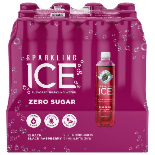 Sparkling Ice Sparkling Water, Zero Sugar, Black Raspberry, 12 Pack