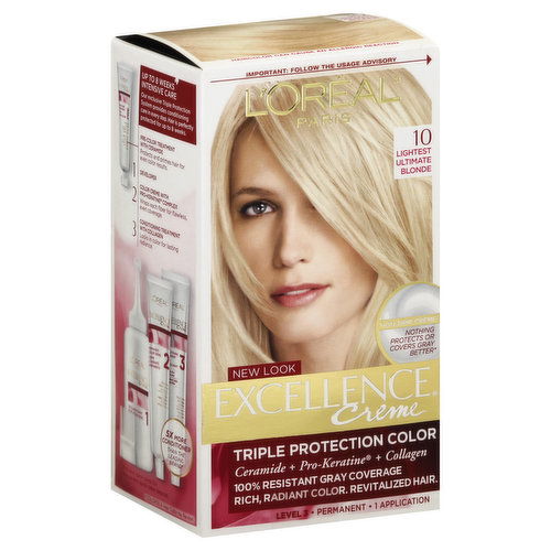 Excellence Creme Hair Color, Triple Protection Color, Lightest, Ultimate Blonde, 10