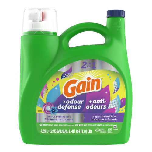 Gain Gain Liquid Laundry Detergent, Super Fresh Blast Scent, 107 Loads