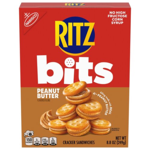 RITZ Bits Peanut Butter Sandwich Crackers, Snacks for Kids and Adults, Lunch Snacks