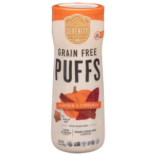 Serenity Kids Puffs, Grain Free, Pumpkin & Cinnamon