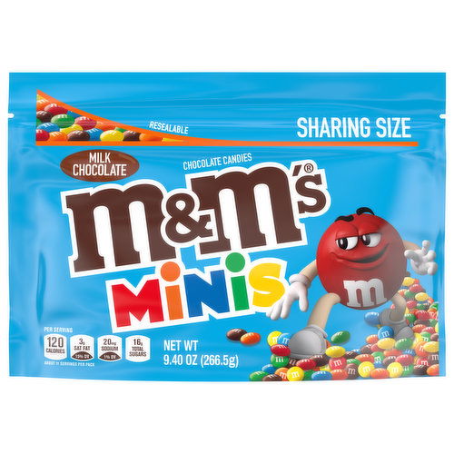 M&M's Chocolate Candies, Milk Chocolate, Minis, Sharing Size