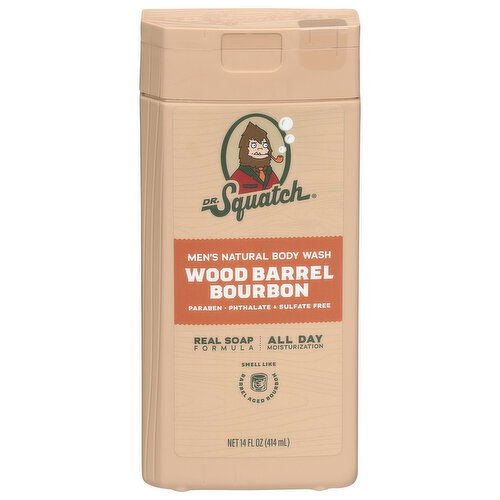 Dr. Squatch Men's Natural Wood Barrel Bourbon Body Wash