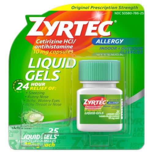 Zyrtec Original Prescription Strength Liquid Gels 10 mg Allergy