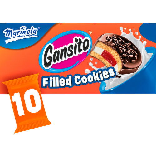 Marinela Gansito Strawberry and Crème Filled Cookies, 10 packs, 14.8 oz