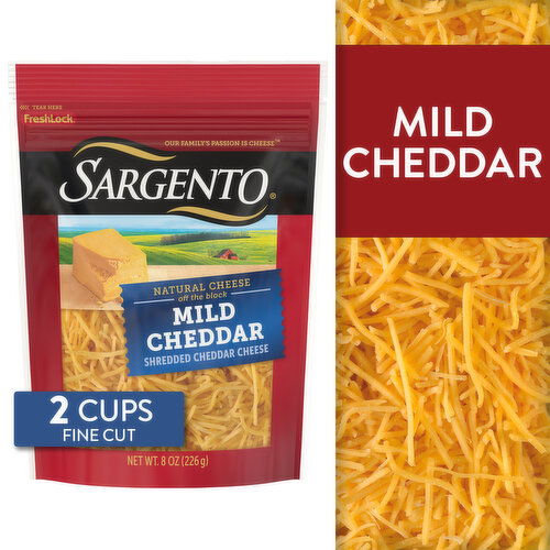 SARGENTO Off the Block Sargento® Shredded Mild Natural Cheddar Cheese, Fine Cut, 8 oz.