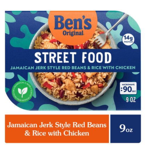 Ben's Original Red Beans & Rice, with Chicken, Jamaican Jerk Style, Street Food