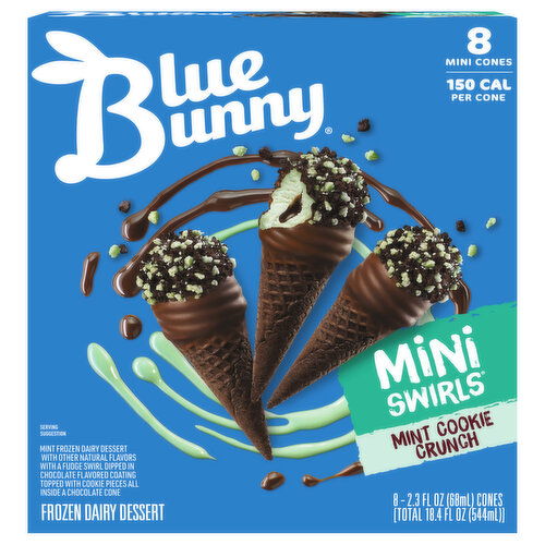 Blue Bunny Mini Swirls Frozen Dairy Dessert, Mint Cookie Crunch