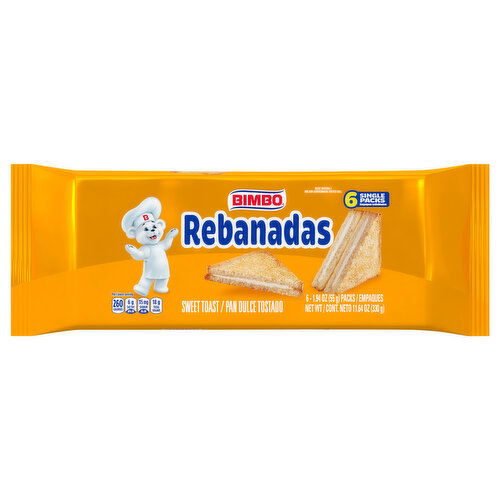 Bimbo Rebanadas Sweet Toast, 6 Single Packs