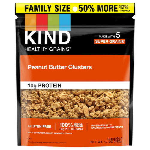 Kind Healthy Grains Granola, Peanut Butter Clusters, Family Size