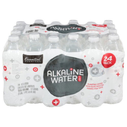 Essential Everyday Alkaline Water, with Electrolytes, 24 Pack