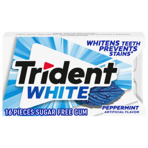 Trident White Gum, Sugar Free, Peppermint