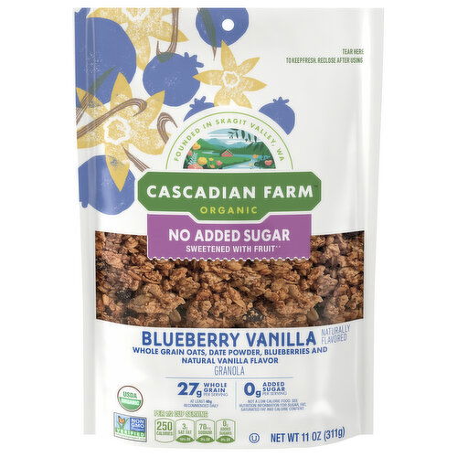 Cascadian Farm Organic Granola, No Added Sugar, Blueberry Vanilla