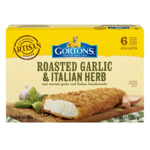 Gorton's Fish Fillets, Breaded, Garlic & Herb