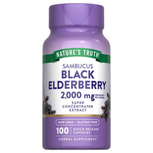 Nature's Truth Black Elderberry, Sambucus, 2,000 mg, Capsules