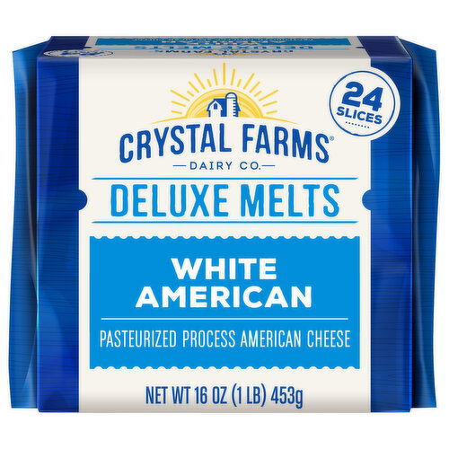 Crystal Farms Cheese, White American, Deluxe Melts