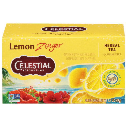 Celestial Seasonings Herbal Tea, Caffeine Free, Lemon Zinger, Tea Bags