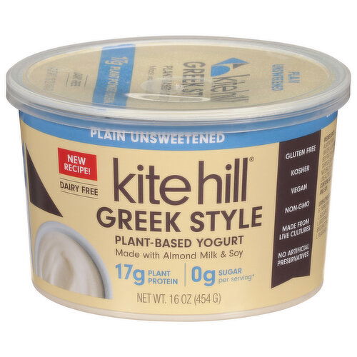 Kite Hill Yogurt, Plant-Based, Greek Style, Plain Unsweetened