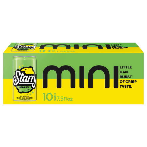 Starry Lemon Lime Soda, Caffeine Free, Mini Cans